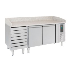 TABLE PRÉP POUR PIZZA 2 PORTES 7 TIROIRS - 2025x800x1000 mm