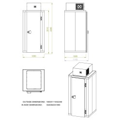 Mini chambre froid avec unité type positif - 1000 x 1000 x 2340 mm