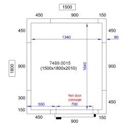 Chambre froide - Isolation 80 mm - 1500 x 1800 x 2010 mm - Combisteel