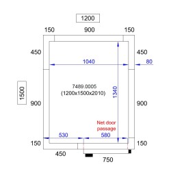Chambre froide - Isolation 80 mm - 1200 x 1500 x 2010 mm - Combisteel