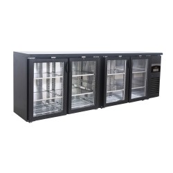 Arrière-bar noir 4 portes vitrées battantes - Combisteel