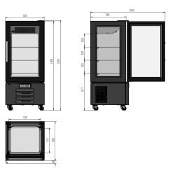 VITRINE DE PÂTISSERIE RÉFRIGÉRÉE 1500 - 650x650x1500 mm