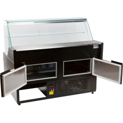 Comptoir vitrine réfrigérée à vitre droite 90° avec réserve - froid ventilé - +1°/+10°C - Gamme OSCAR