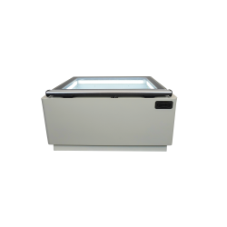 MODÈLE DE TABLE VITRINE À CREME GLACÉE BLANC S'OUVRE DU CÔTÉ FONCTIONNEMENT - 670x750x375 mm