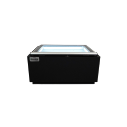 MODÈLE DE TABLE VITRINE À CREME GLACÉE NOIR S'OUVRE DU CÔTÉ FONCTIONNEMENT - 670x750x375 mm