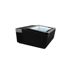 MODÈLE DE TABLE VITRINE À CREME GLACÉE NOIR S'OUVRE DU CÔTÉ FONCTIONNEMENT - 670x750x375 mm