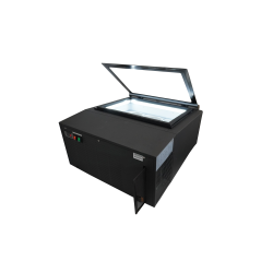 MODÈLE DE TABLE VITRINE À CREME GLACÉE NOIR S'OUVRE DU CÔTÉ FONCTIONNEMENT - 670x750x375 mm