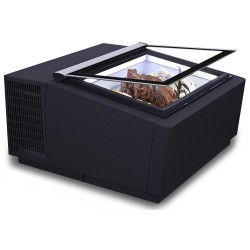 MODÈLE DE TABLE VITRINE À CREME GLACÉE NOIR S'OUVRE DU CÔTÉ CLIENT - 670x750x375 mm