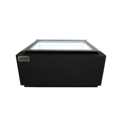 MODÈLE DE TABLE VITRINE À CREME GLACÉE NOIR S'OUVRE DU CÔTÉ CLIENT - 670x750x375 mm