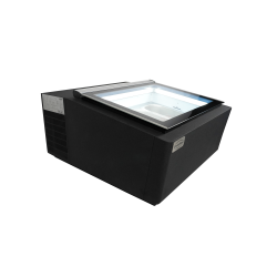 MODÈLE DE TABLE VITRINE À CREME GLACÉE NOIR S'OUVRE DU CÔTÉ CLIENT - 670x750x375 mm