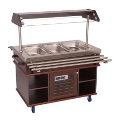 Buffet salad'bar réfrigéré - Froid statique - 3 x GN 1/1 - T° +4/+8°C