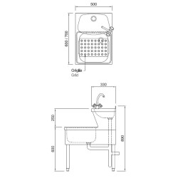 LAVABO MAINS - 500x700x850 mm