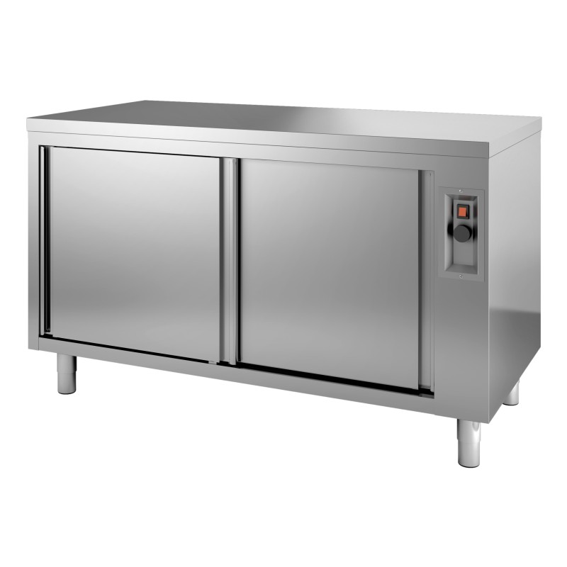 Meuble bas inox central chauffant - PROF 700 - LARG 1200 à 2000 mm