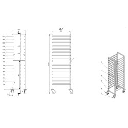 CHARIOTS DÉBRASSAGE 1/1GN 16X - 385x530x1800 mm