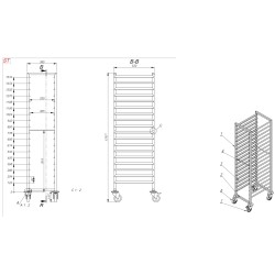 CHARIOTS DÉBRASSAGE 1/1GN 18X - 385x530x1800 mm