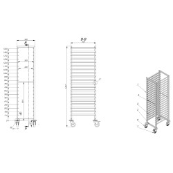 CHARIOTS DÉBRASSAGE 1/1GN 20X - 385x530x1800 mm
