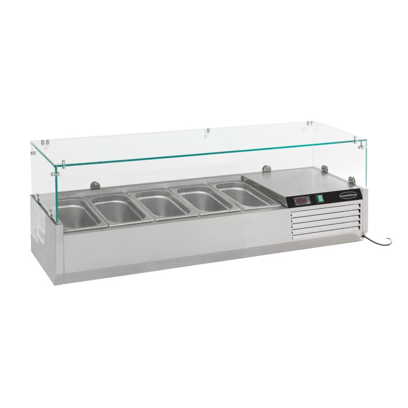 Saladette réfrigérée à poser 1/4 GN x 5 - 1200x335x435 mm