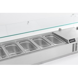 Saladette réfrigérée à poser 1/4 GN x 8 - 1800 x 335 x 435 mm