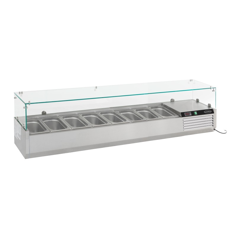 Saladette réfrigérée à poser 1/3 GN x 8 - 1800 x 395 x 435 mm