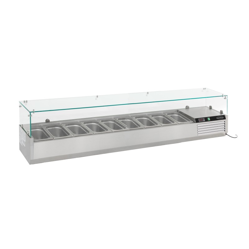 Saladette réfrigérée à poser 1/3 GN x 9 - 2000 x 395 x 435 mm