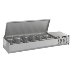 Saladette réfrigérée à poser avec couvercle en acier inox 1/4 GN x 10 - 2000 x 335 x 225 mm
