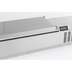 Saladette réfrigérée à poser avec couvercle en acier inox 1/4 GN x 10 - 2000 x 335 x 225 mm