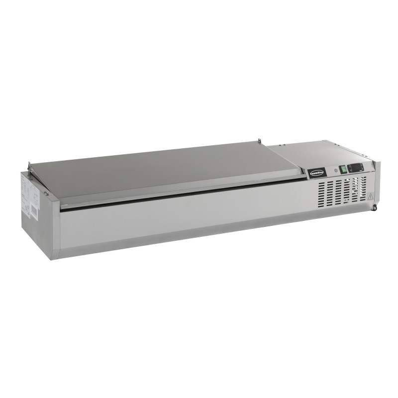 Saladette réfrigérée à poser avec couvercle en acier inox 1/3GN x 3 - 1200 x 395 x 225 mm