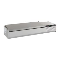 Saladette réfrigérée à poser avec couvercle en acier inox 1/3GN x 3 - 1200 x 395 x 225 mm