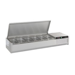 Saladette réfrigérée à poser avec couvercle en acier inox 1/3GN x 3 - 1200 x 395 x 225 mm
