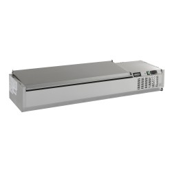 Saladette réfrigérée à poser avec couvercle en acier inox 1/3GN x 6 - 1500 x 395 x 225 mm