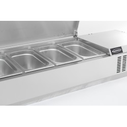 Saladette réfrigérée à poser avec couvercle en acier inox 1/3GN x 6 - 1500 x 395 x 225 mm