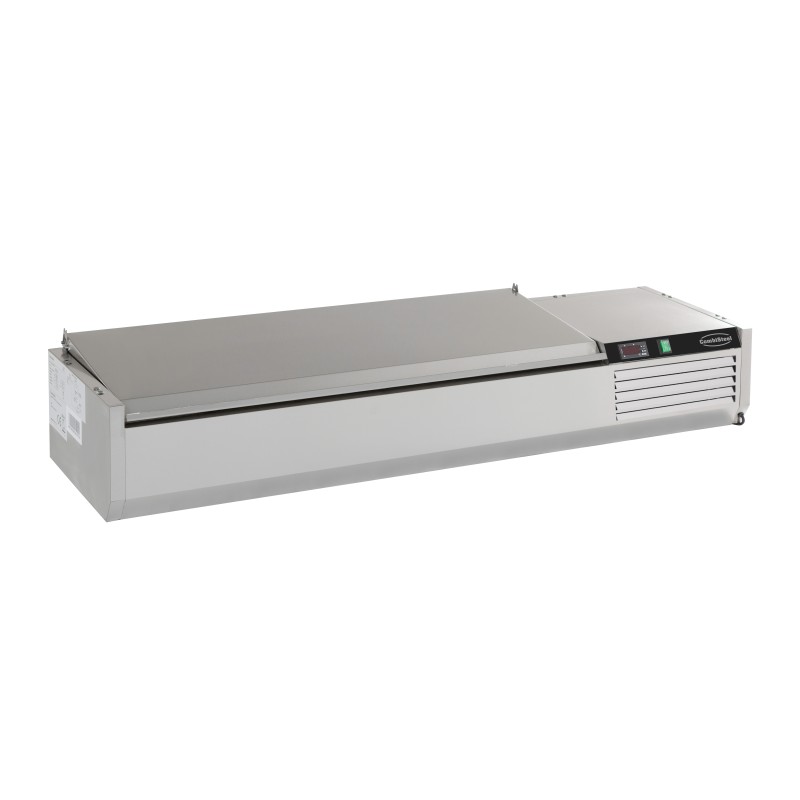 Saladette réfrigérée à poser avec couvercle en acier inox 1/3GN x 9 - 2000 x 395 x 225 mm
