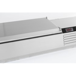 Saladette réfrigérée à poser avec couvercle en acier inox 1/3GN x 9 - 2000 x 395 x 225 mm