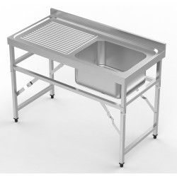 600 BLOC-ÉVIER ÉTAGÈRE PLIANTE 1200 1R - 1200x600x910 mm