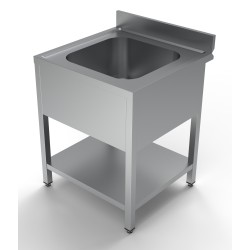 Plonge inox 1 bac avec dosseret avec étagère - Largeur 700 - Profondeur 700
