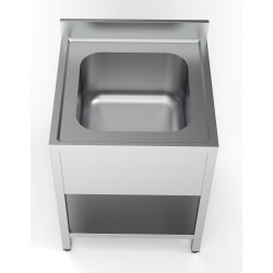 Plonge inox 1 bac avec dosseret avec étagère - Largeur 700 - Profondeur 700