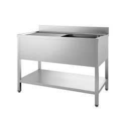 Plonge sur pieds avec étagère démontable - Profondeur 700 mm Hauteur 850 mm - Différentes dimensions - Combisteel