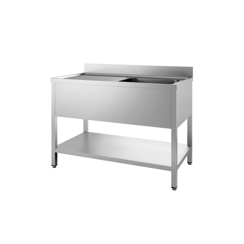 Plonge sur pieds avec étagère démontable - Profondeur 700 mm Hauteur 850 mm - Différentes dimensions - Combisteel