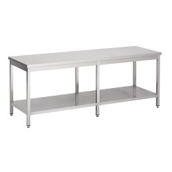 Table de travail centrale avec étagère gastro profondeur 600 hauteur 900 mm - Différentes dimensions