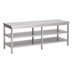 Table de travail centrale double étagères - 2800 x 600 x 900 mm - Combisteel