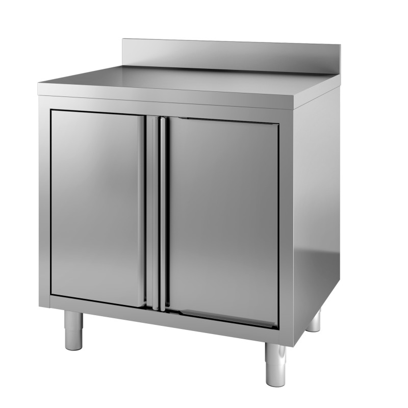 Table de travail avec dosseret et portes à tambour - profondeur 700 hauteur 850 mm - COMBISTEEL