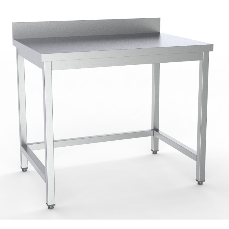 Table inox de travail dessous ouvert démontable avec dosseret 800 x 600 x 900 mm