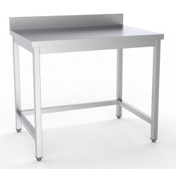 Table inox de travail dessous ouvert démontable avec dosseret 900 x 700 x 900 mm