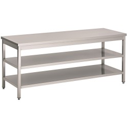 Table de travail centrale avec 1 étagère inférieure et 1 étagère intermédiaire - Profondeur 800 - Différentes dimensions