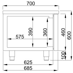 Soubassement réfrigéré 2 portes- Froid positif  - 1200 x 700 x 600 mm - Combisteel
