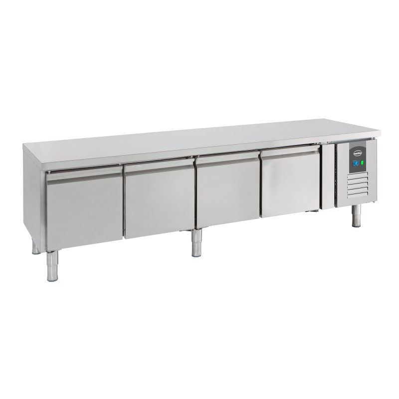 Soubassement réfrigéré 4 portes- Froid positif  - Prof 700 mm - Haut 650 mm