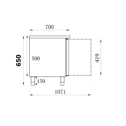 Table réfrigérée  + 2+8°C - dessus Inox - 2 portes (option bloc tiroirs)