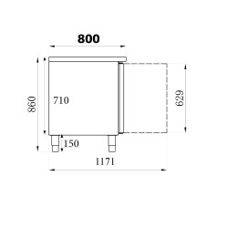 Tour pâtissier positive 2 portes dessus inox - Prof 800 - Version 600 x 400