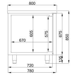 Table pâtissière (-2+8°c) - Dessus Inox - 2 Portes (avec option bloc tiroir)