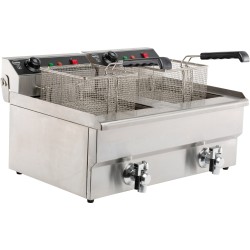 Friteuse électrique - 2 x 8 litres - avec robinet de vidange - Combisteel